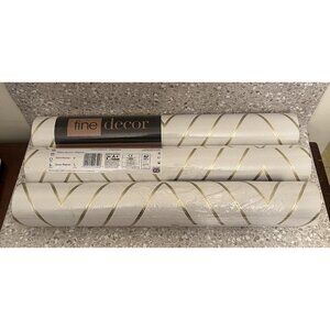 FD42344 Pulse Diamond Cream Gold Fine Decor 3 Roll Wallpaper 56 Sq Ft 20.5x11 yd